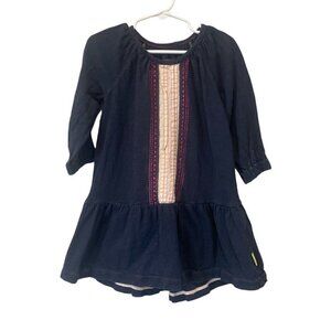 Morgan & Milo Dress Girl’s Size 4 Long Sleeve Blue Pink Boho 100% Cotton